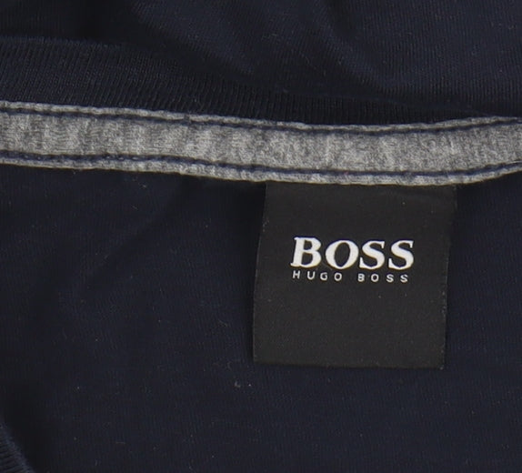 BOSS Men's Blue T-Shirt, Large, Short Sleeve, Crew Neck