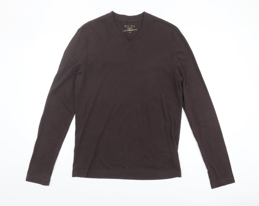 Calvin Klein Men's Black V-Neck Long Sleeve T-Shirt, M