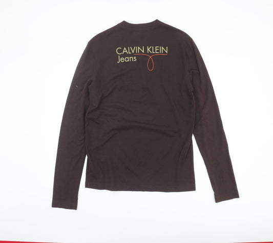 Calvin Klein Men's Black V-Neck Long Sleeve T-Shirt, M