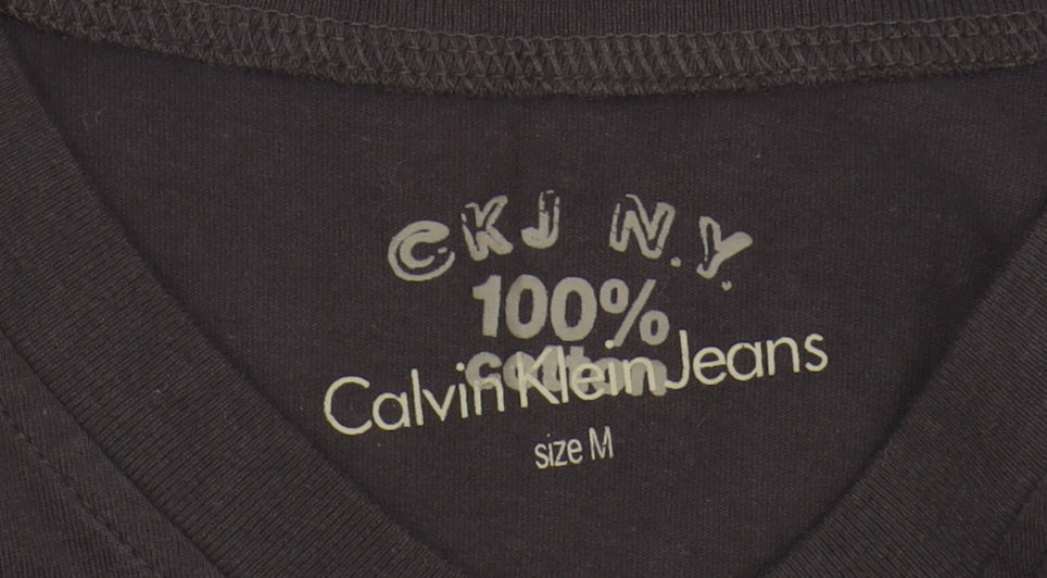 Calvin Klein Men's Black V-Neck Long Sleeve T-Shirt, M