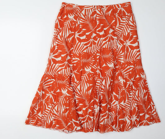 Viyella Women's Orange A-Line Floral Skirt Size 12