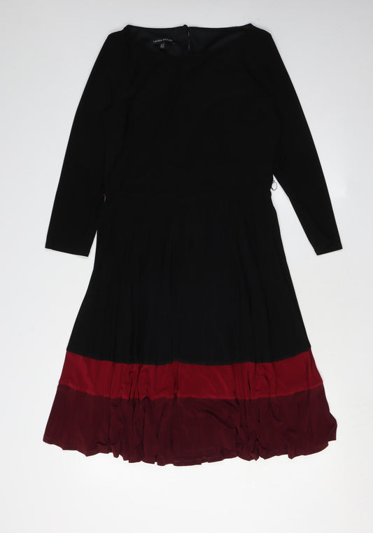 Laura Ashley Women's Black Multicolour Dress UK 12
