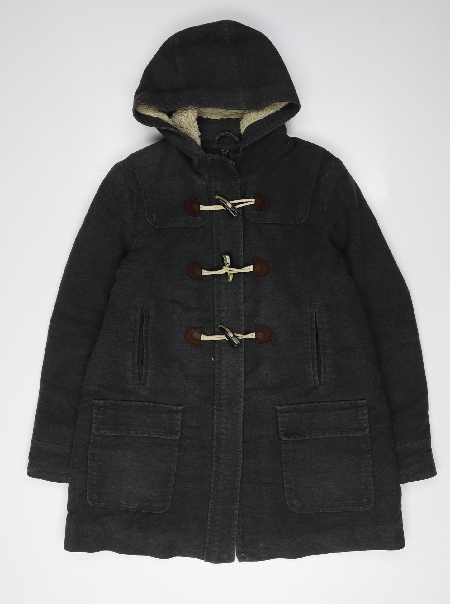 Boden Women's Black Hooded Toggle Coat Size 16