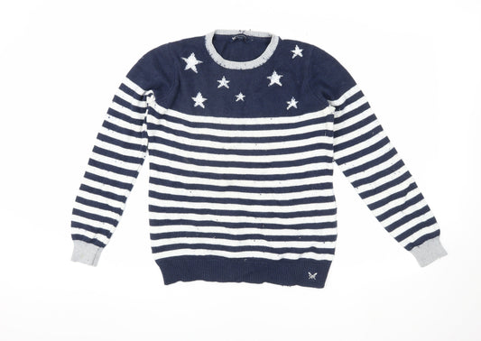 Crew Clothing Women's Blue Striped Pullover Jumper Size 12