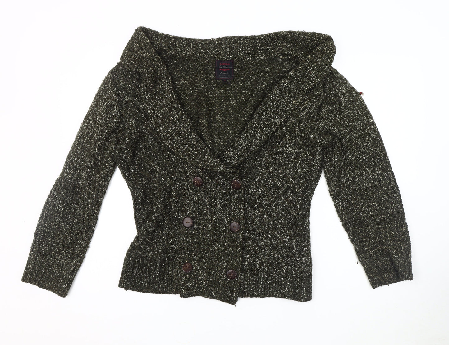 Joe Browns Women's Green Chunky-Knit Cardigan Size 10