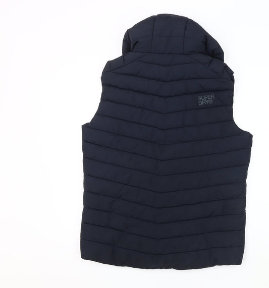 Superdry Men's Blue Hooded Puffer Jacket Size M