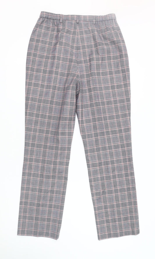 Cotswold Collections Plaid Women's Trousers, Size 12, Grey