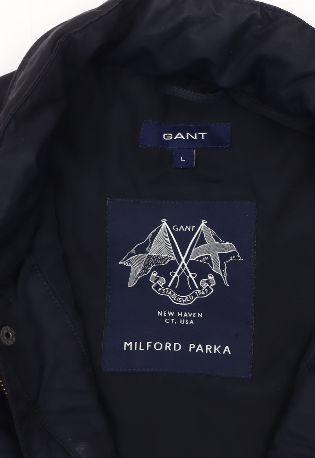 GANT Men's Blue Parka Jacket, Size L, Winter Casual