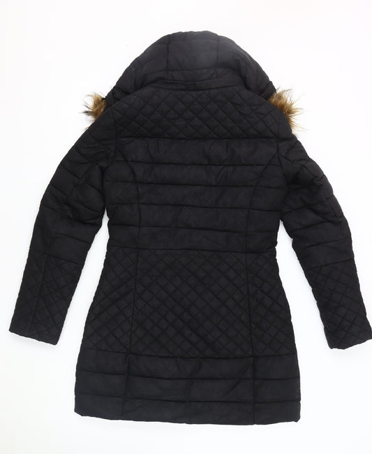 Salsa Women's Black Puffer Coat Size S with Fur Trim
