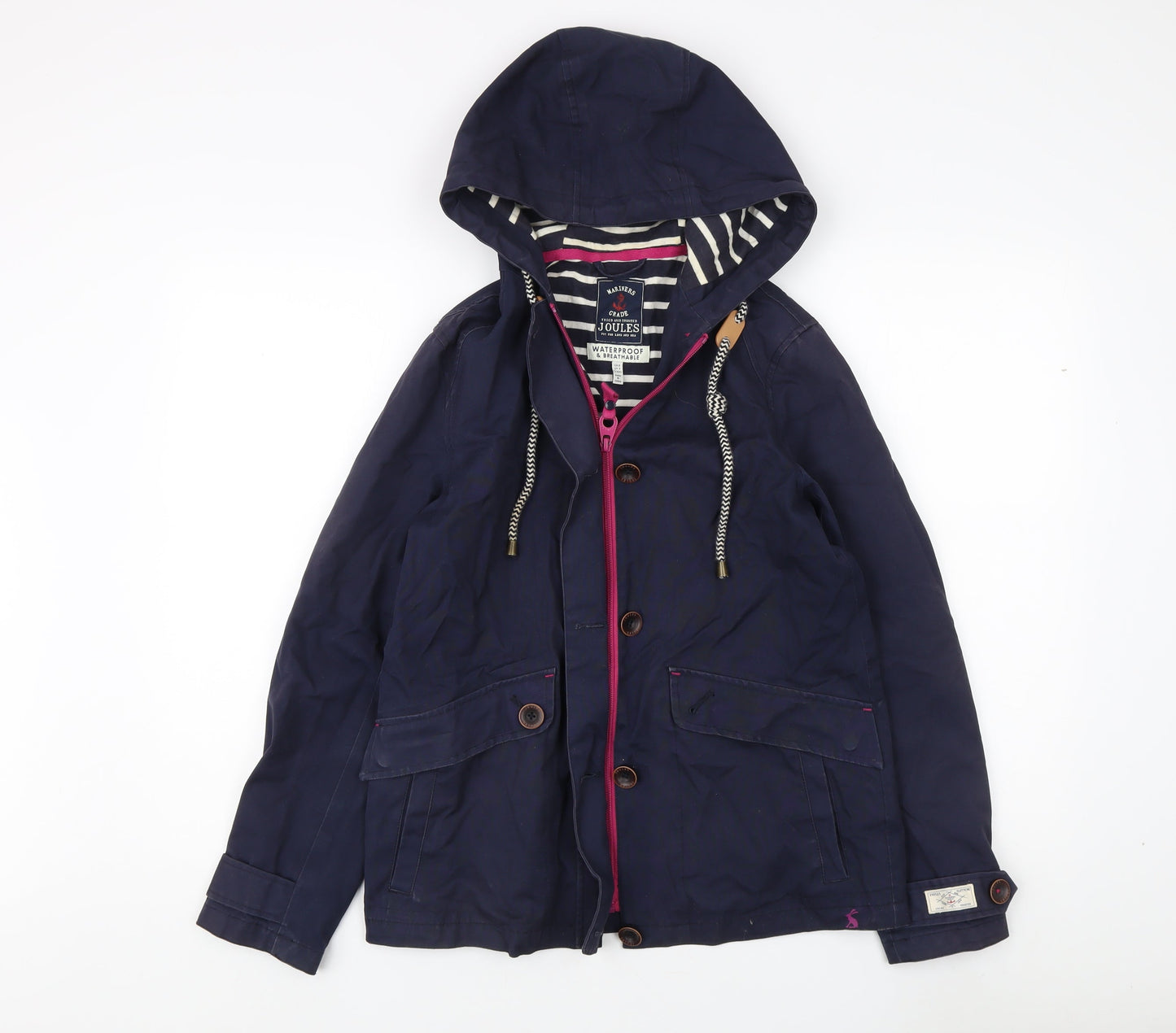 Joules Women's Blue Rain Coat Size 6 With Hood