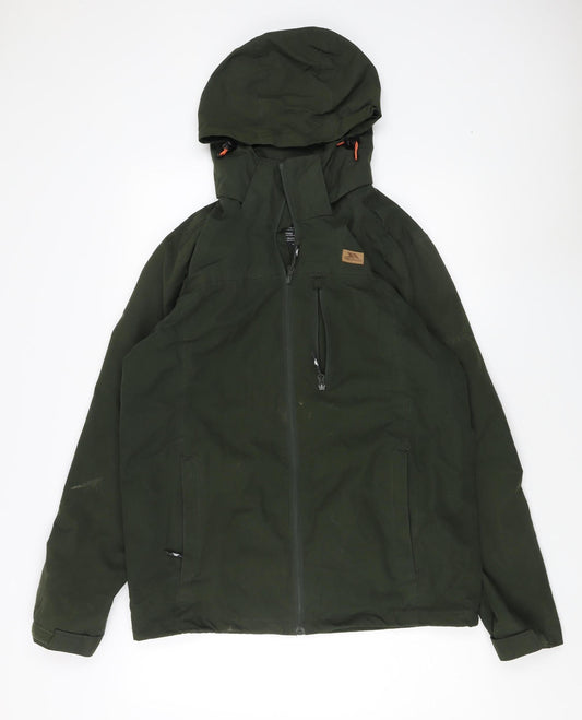 Trespass Men's Green Rain Coat with Hood Size M 38-40"
