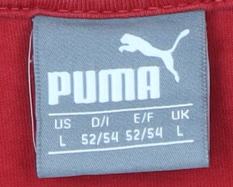 Puma Men's Red Logo T-Shirt L Crew Neck
