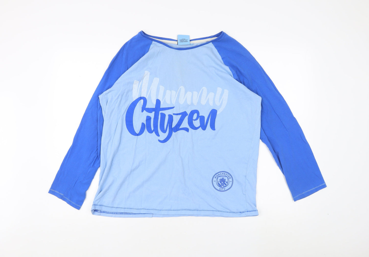 Manchester City Women's Blue Ringer T-Shirt, Size 12