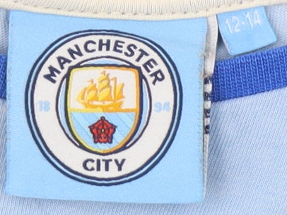 Manchester City Women's Blue Ringer T-Shirt, Size 12