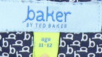 Close-up detail of Baker by Ted Baker boys’ blue pullover sweatshirt 11-12y