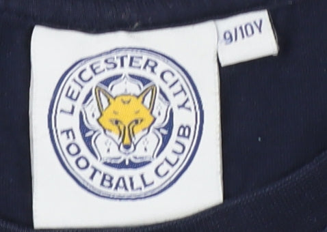Brand and care label for Leicester City boys’ blue t-shirt 9-10 years logo sports