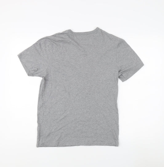 BOSS Men's Grey S Crew Neck T-Shirt, Short Sleeve, Logo Accent