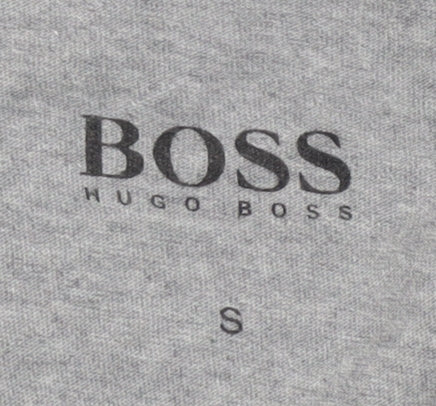 BOSS Men's Grey S Crew Neck T-Shirt, Short Sleeve, Logo Accent