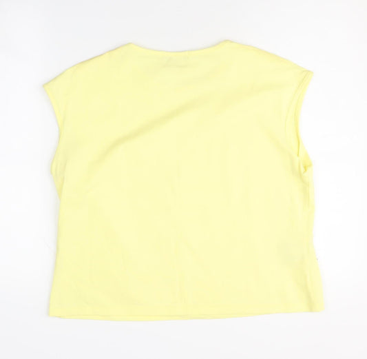 Womens UK Size XL Laura Ashley Yellow Cotton Blend T-Shirt