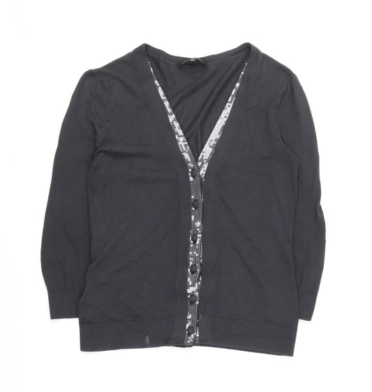 Laura Ashley Women's Black Sequin Cardigan, Size 8