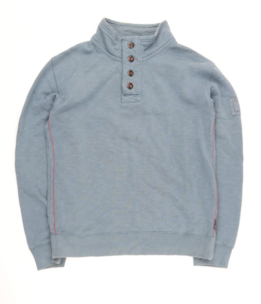 Womens UK S Regular Seasalt Blue Henley Sweatshirt