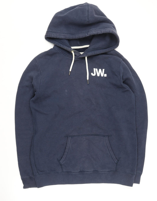 Jack Wills Men's Blue Hoodie - Medium Pullover Logo