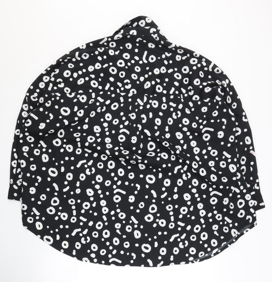 French Connection Women's Black Geometric Button-Up Shirt L