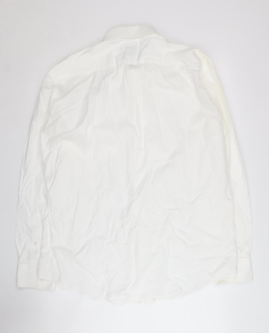 Calvin Klein Men's White Cotton Button-Up Shirt, Size 43