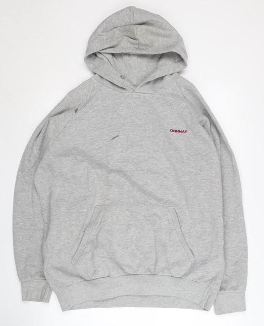 Mens UK L Regular Donnay Grey Pullover Hoodie