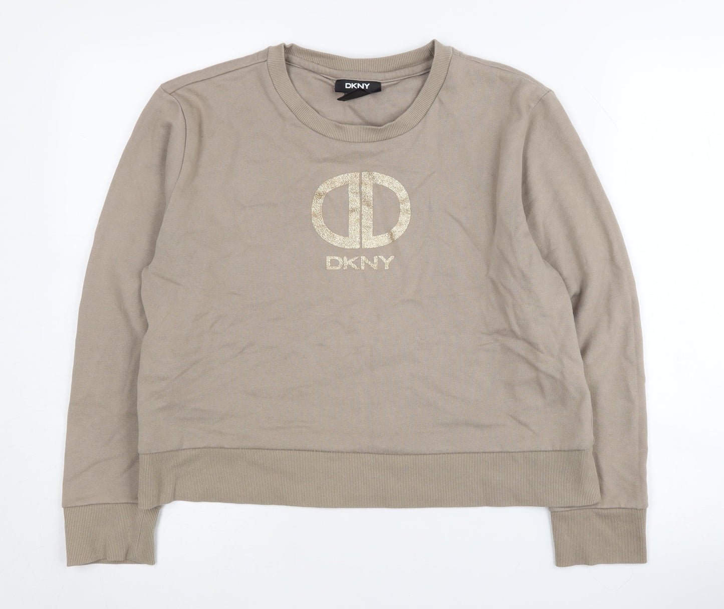 DKNY Women's Beige Logo Sweatshirt Medium