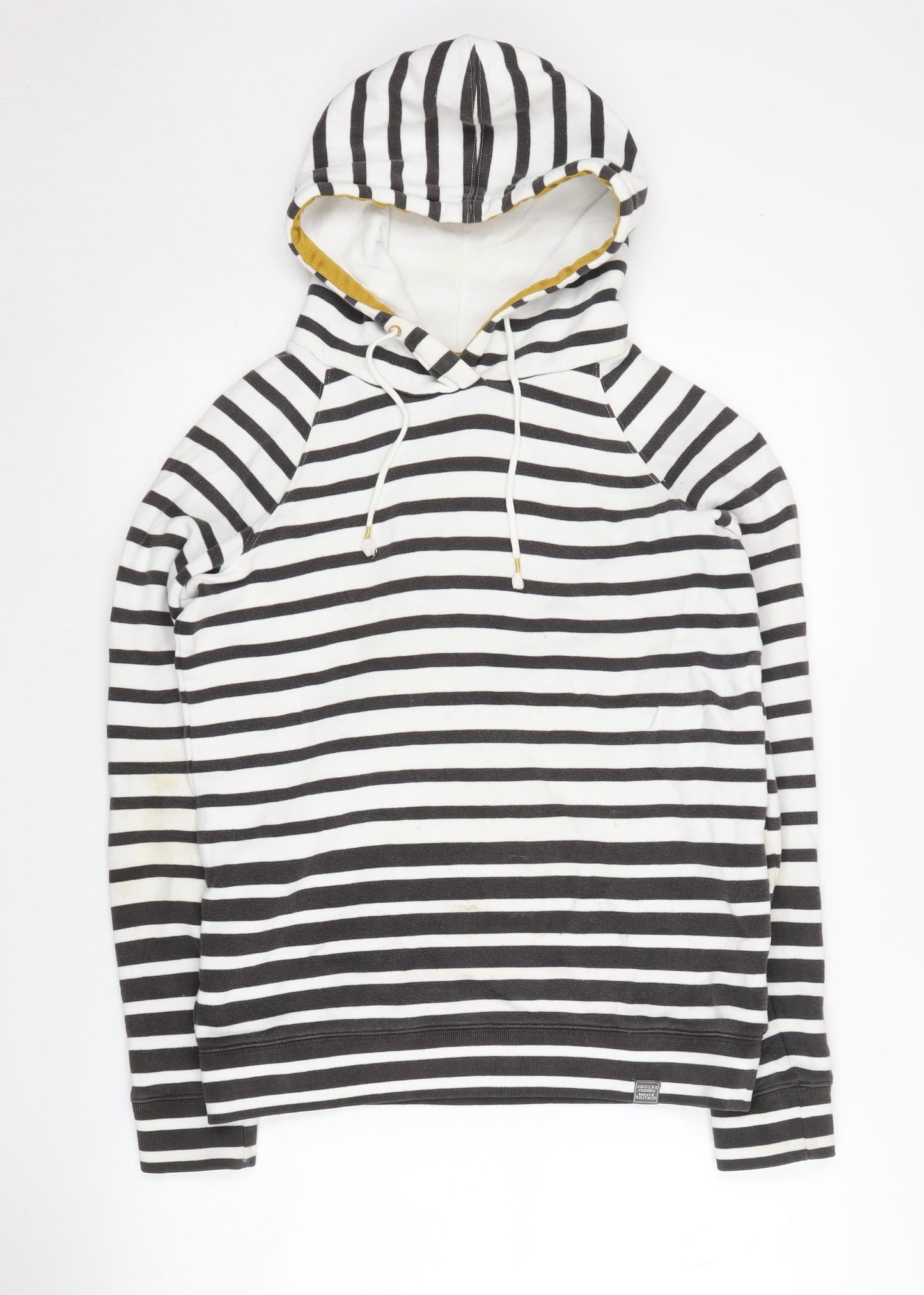 Joules Women's Black Striped Pullover Hoodie UK 10