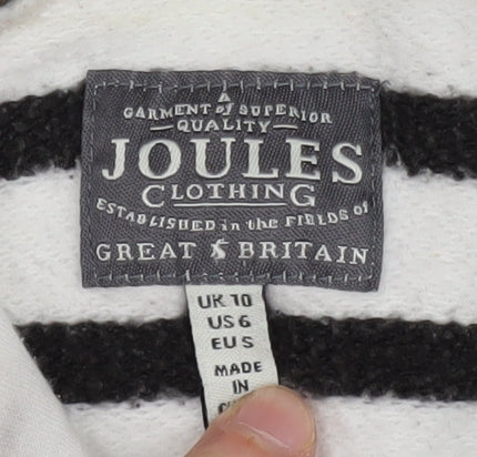 Joules Women's Black Striped Pullover Hoodie UK 10