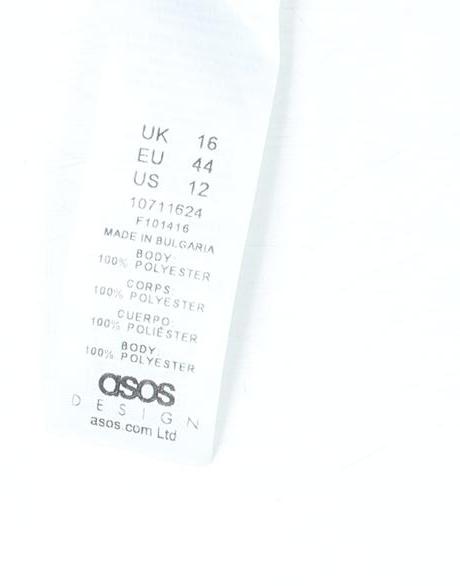 Close-up detail of Asos Design Women's Beige Mock Neck Top, size 16