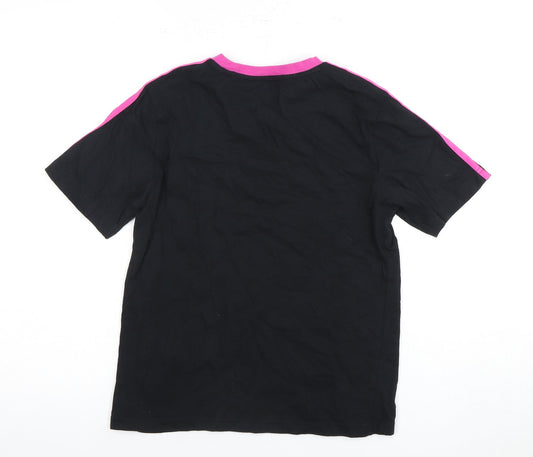 Adidas Girls Black T-Shirt 9-10Y Jersey with Pink Accents