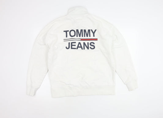 Tommy Jeans Men's White Sweatshirt S 1/2 Zip Logo