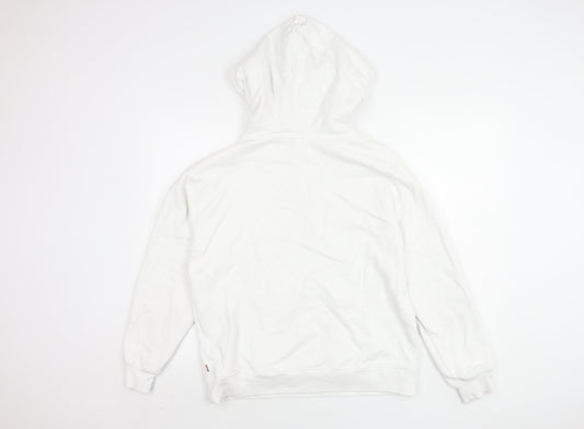 Levi's Men's White Hoodie M - Logo, Drawstring, Cotton