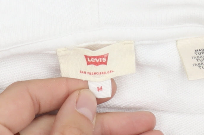 Levi's Men's White Hoodie M - Logo, Drawstring, Cotton