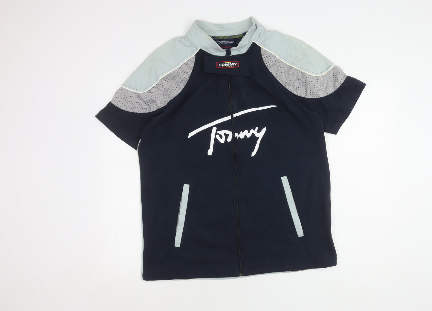 Tommy Jeans Men's Blue Collared T-Shirt L Vintage