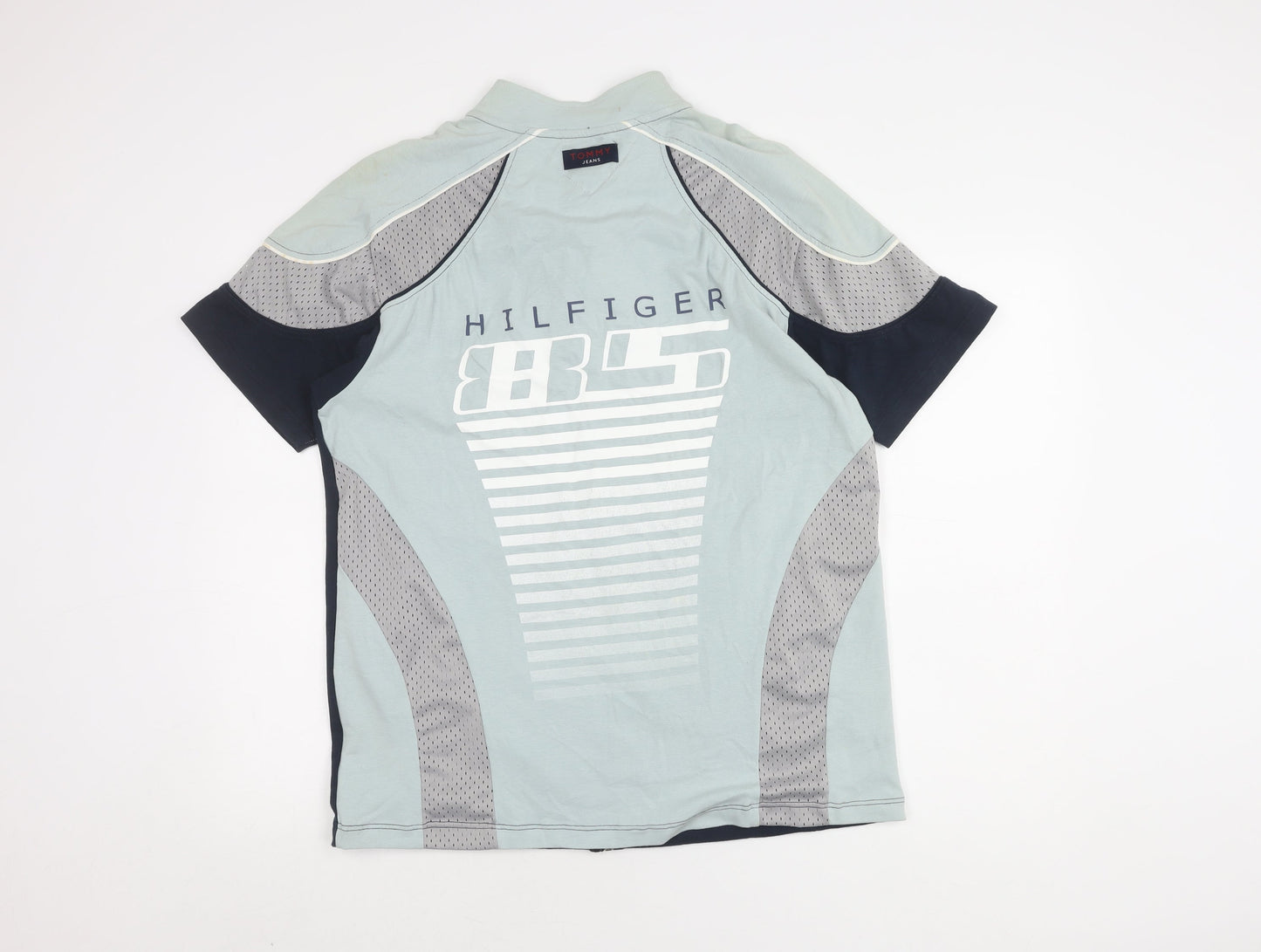 Tommy Jeans Men's Blue Collared T-Shirt L Vintage