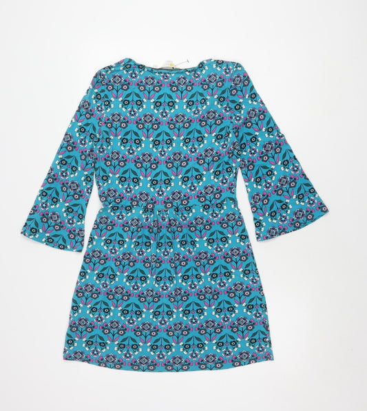 Boden Women's Blue Floral Bell Sleeve Dress, Size 6