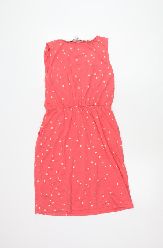 Boden Pink Polka Dot Sleeveless Knee-Length Dress