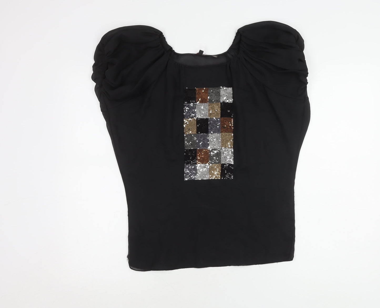Ted Baker Women's Black Sequin Blouse, Size 10, Party-Ready
