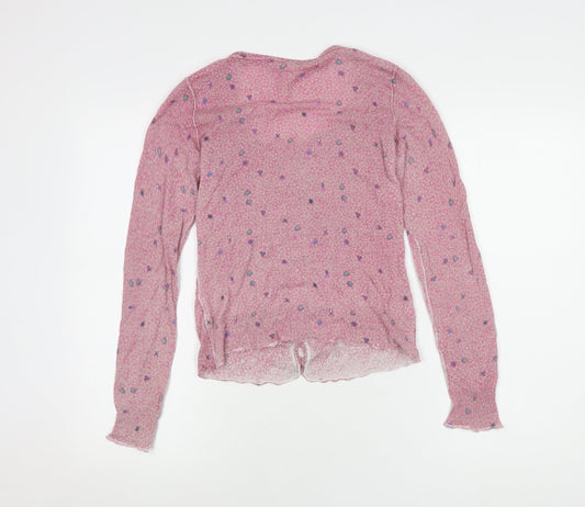 Weird Fish Women's Pink Floral Cardigan Size 10