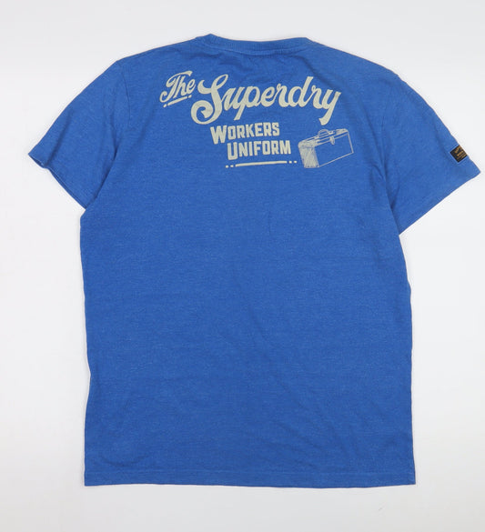 Superdry Men's Blue Graphic Print T-Shirt, L, Crew Neck