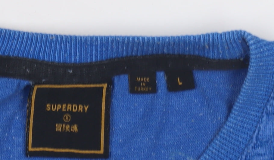 Superdry Men's Blue Graphic Print T-Shirt, L, Crew Neck