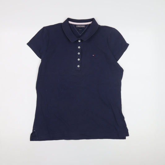 Tommy Hilfiger Women's Blue Polo Short Sleeve L