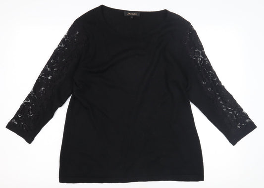 Jaeger Women's Black Lace Pullover Jumper L