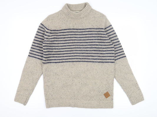Jack & Jones Men's Beige Striped Pullover Jumper S