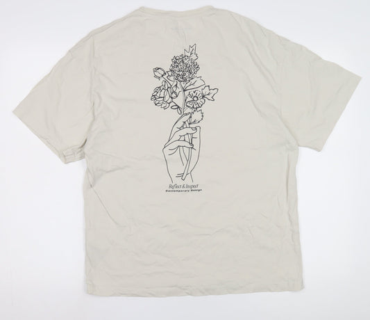 Jack & Jones Beige T-Shirt M Unisex Crew Neck Casual