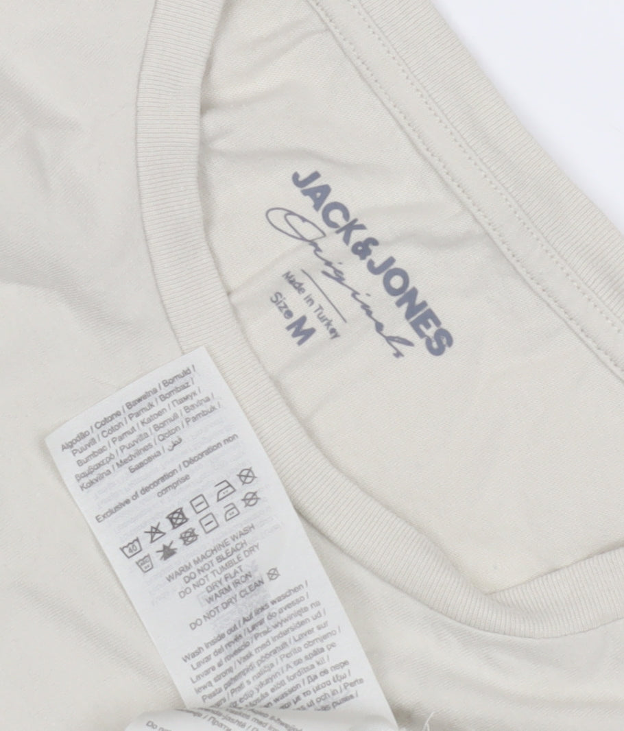 Jack & Jones Beige T-Shirt M Unisex Crew Neck Casual